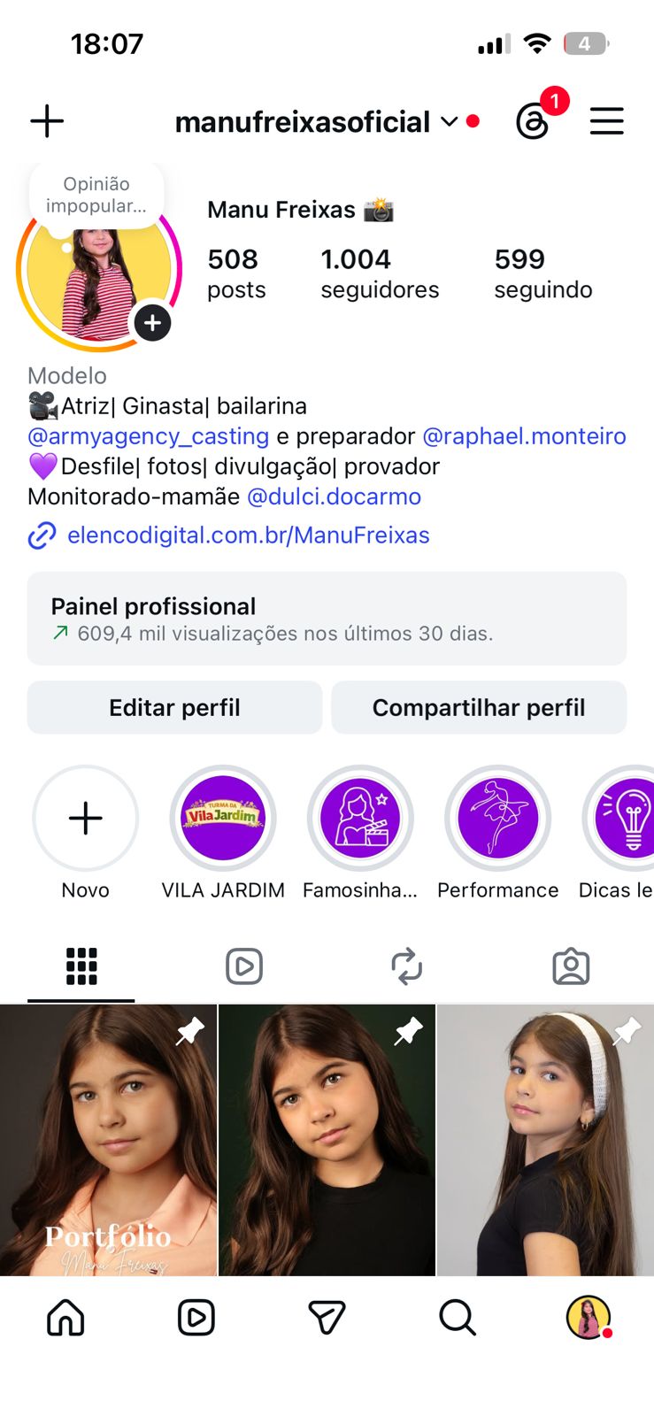 Print do perfil público do Instagram da Manu Freixas