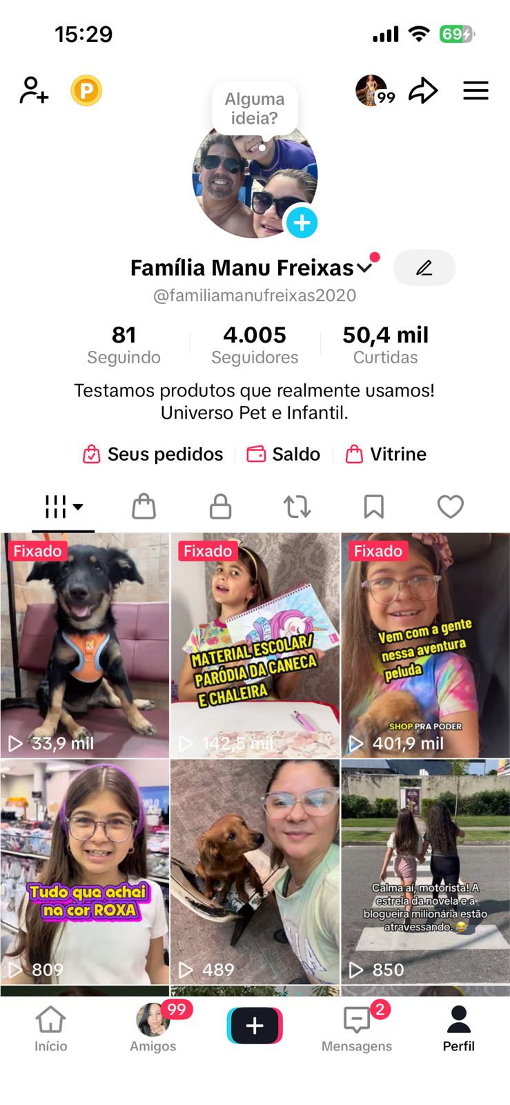 Print do perfil público do TikTok da Manu Freixas